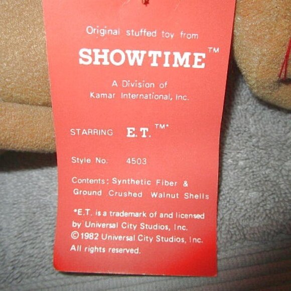 1982 Vtg E.T. Extra Terrestrial Plush Stuffed Doll Poseable Showtime Kamar Tag - Picture 11 of 12